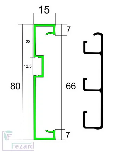 Алюминиевый плинтус Fezard Кабельный ALP-G80-LF Алюминий 80*15*2500 мм в Оренбурге
