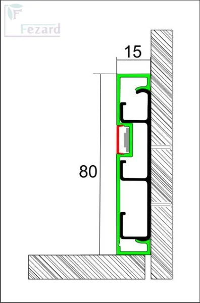 Алюминиевый плинтус Fezard Кабельный ALP-G80-LF Алюминий 80*15*2500 мм в Оренбурге