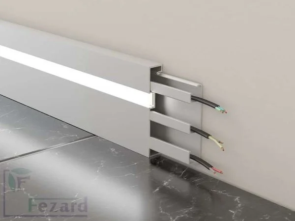 Алюминиевый плинтус Fezard Кабельный ALP-G80-LF Алюминий 80*15*2500 мм в Оренбурге